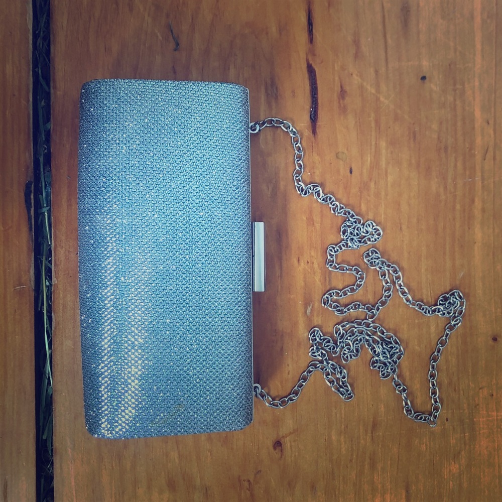 Silver Clutch Purse with Optional Chain